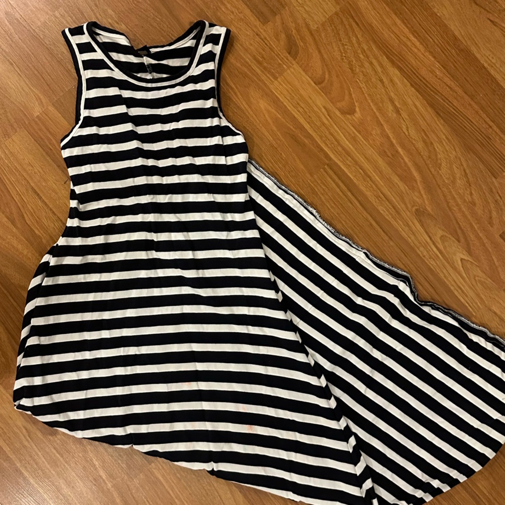 J Crew soft Black and White Striped Maxi Dress